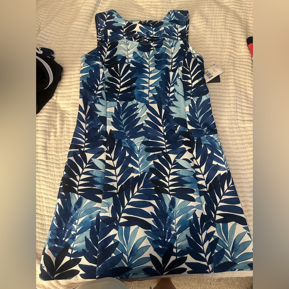 Gabby Skye Blue and White Sleeveless Sundress